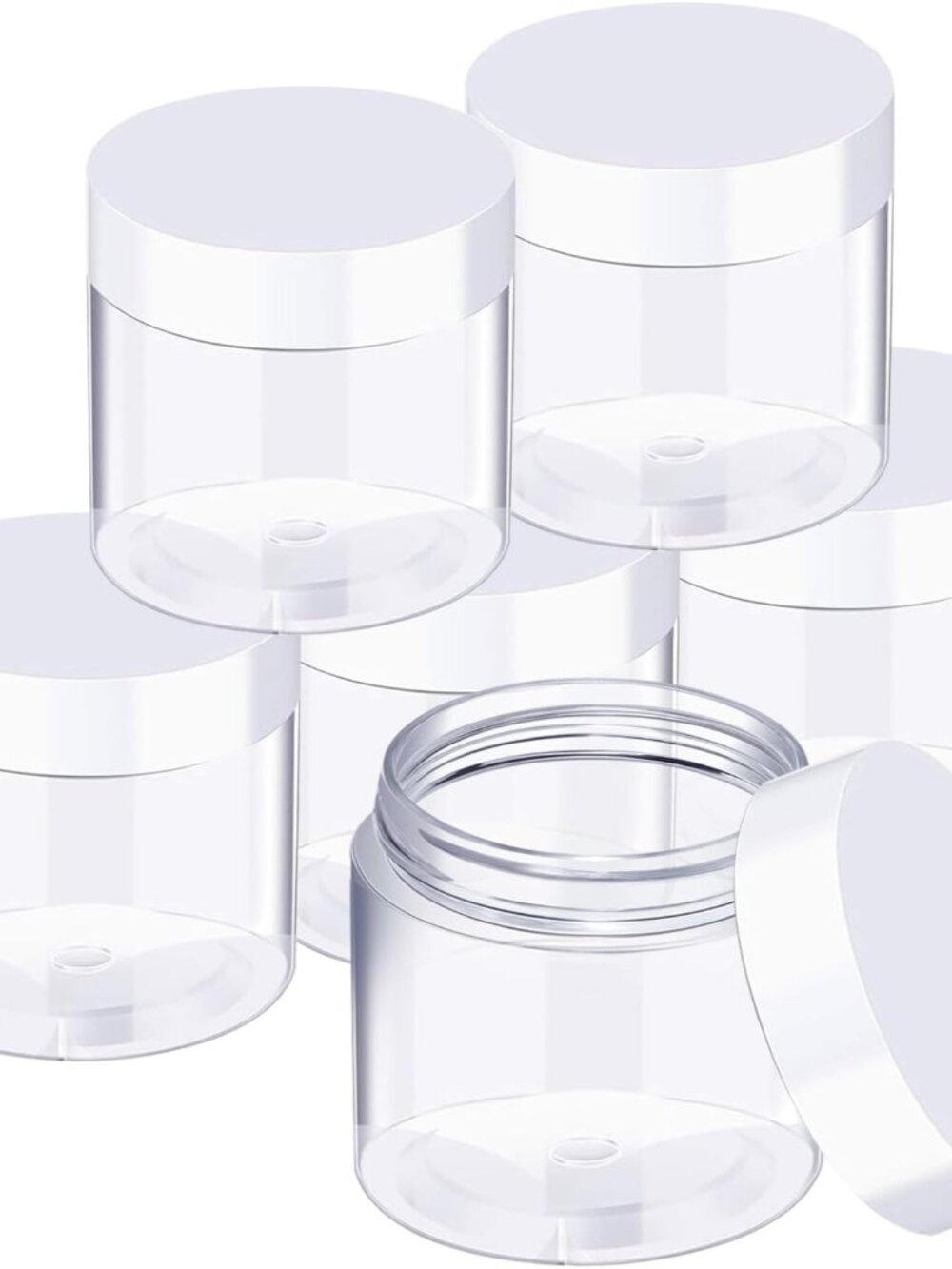 6 Pack 3 oz Plastic Jars Containers with Lids Wide-mouth Refillable Leakproof Re